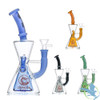 Dragon Glass Water Pipe Hourglass Cone Design Bent Neck With Tire Perc - 385 Grams - 9.5 Inches - Assorted Colors [DGE-421]