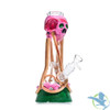 Dragon Glass Trippy Skull Mushrooms Glow In The Dark Water Pipe - 630 Grams - 10 Inches - Assorted Colors [DGE-475]
