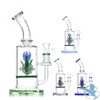Shadow Glass Floral Chamber Bent Neck Thick Base Water Pipe - 570 Grams - 10 Inches - Assorted Colors [SGE-192]