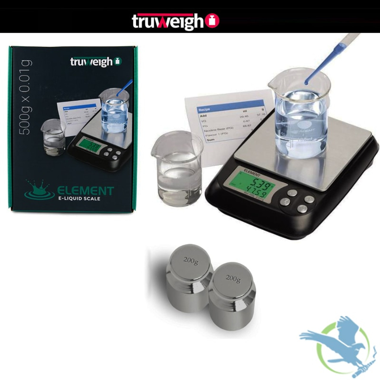 Truweigh Element Digital E-Liquid Mixing Scale - 500g x 0.01g - Black