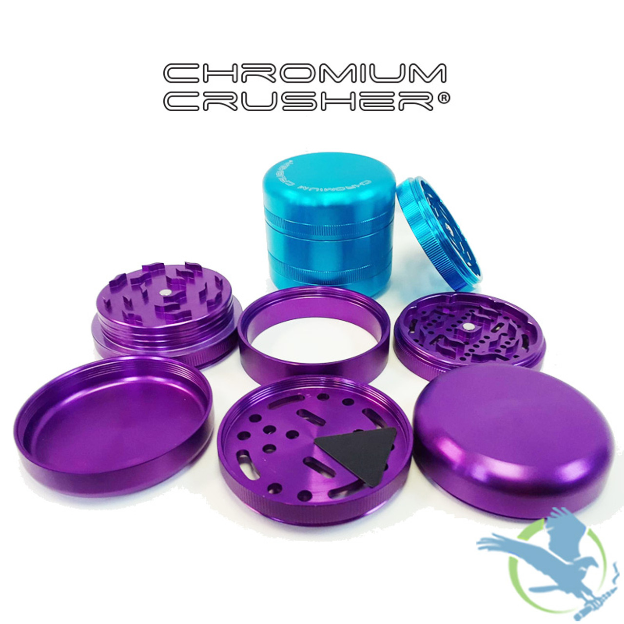  Small Thin Herb Chromium Crusher Grinder 2 inch (Blue