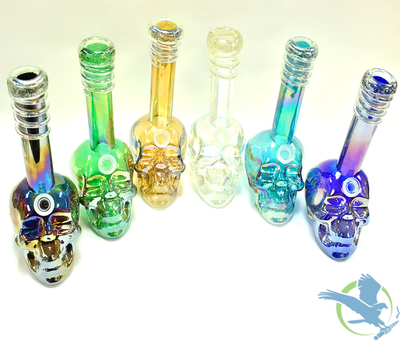 Wholesale Colorful Purple Iridescent Skull Hookah Bubbler With