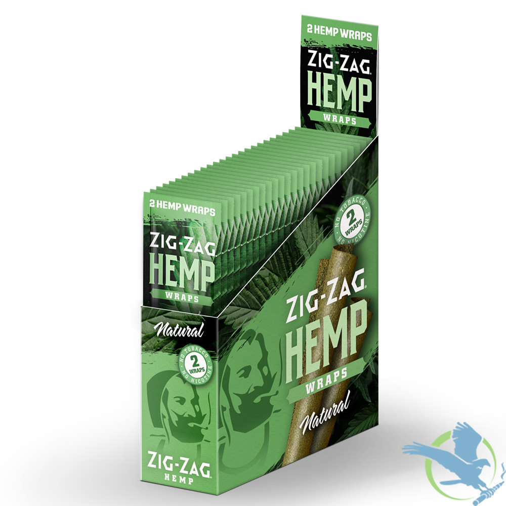 ZigZag Natural Hemp Wraps Pack of 2 Display of 25 Packs Rolling