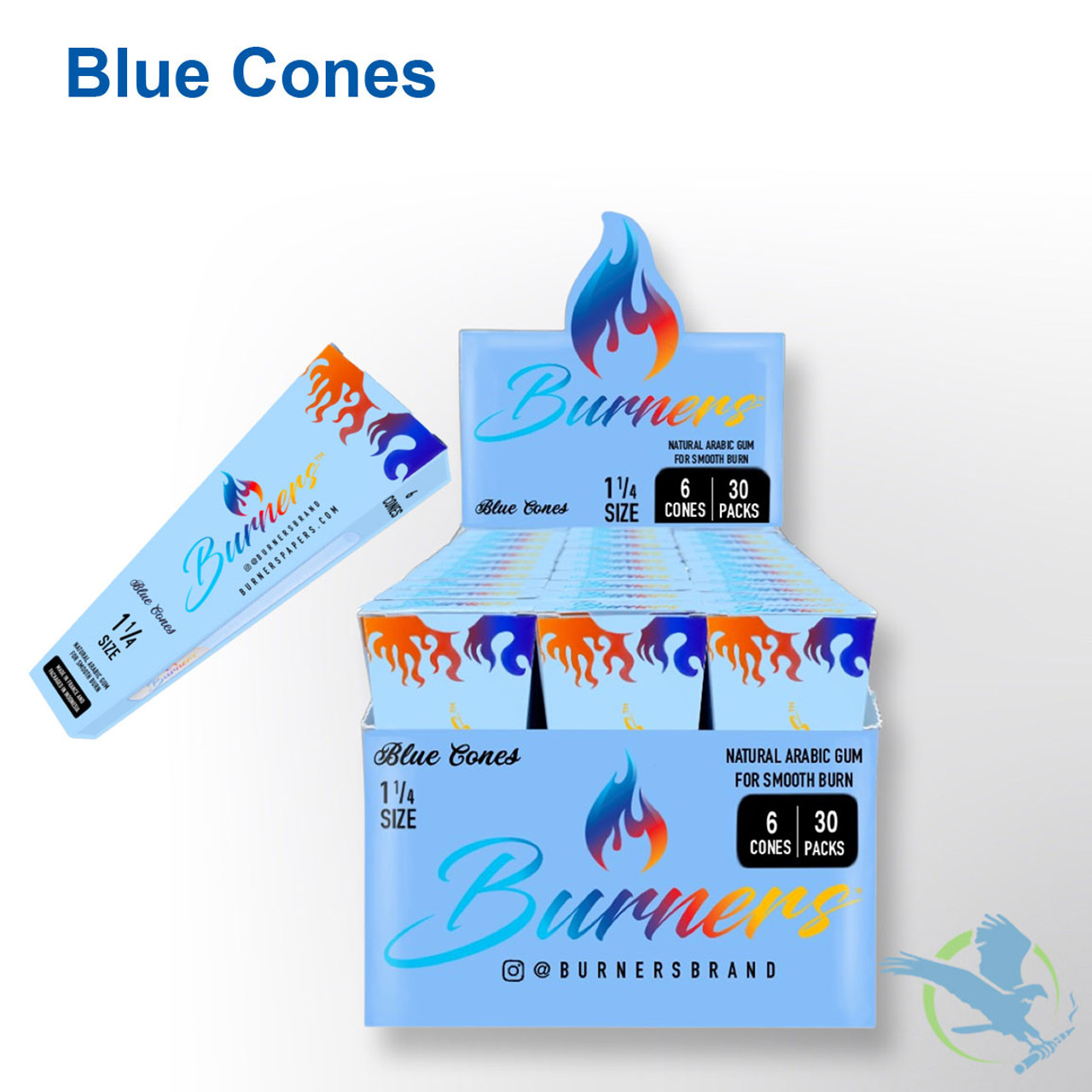 BURNERS PreRolled Cones 1 1/4 Size Pack of 6 Cones Display of 30 Packs Rolling Paper