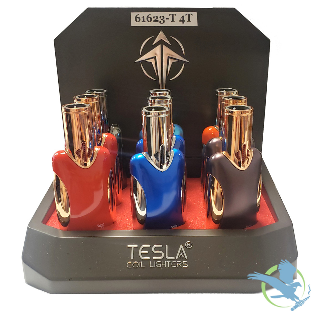 Tesla Coil Lighters 4Torch Straight Shooter Neon Quad Flame Adjustable  Butane Torch Lighter - Assorted Colors - Display of 9 [61623-T] (MSRP  $15.00