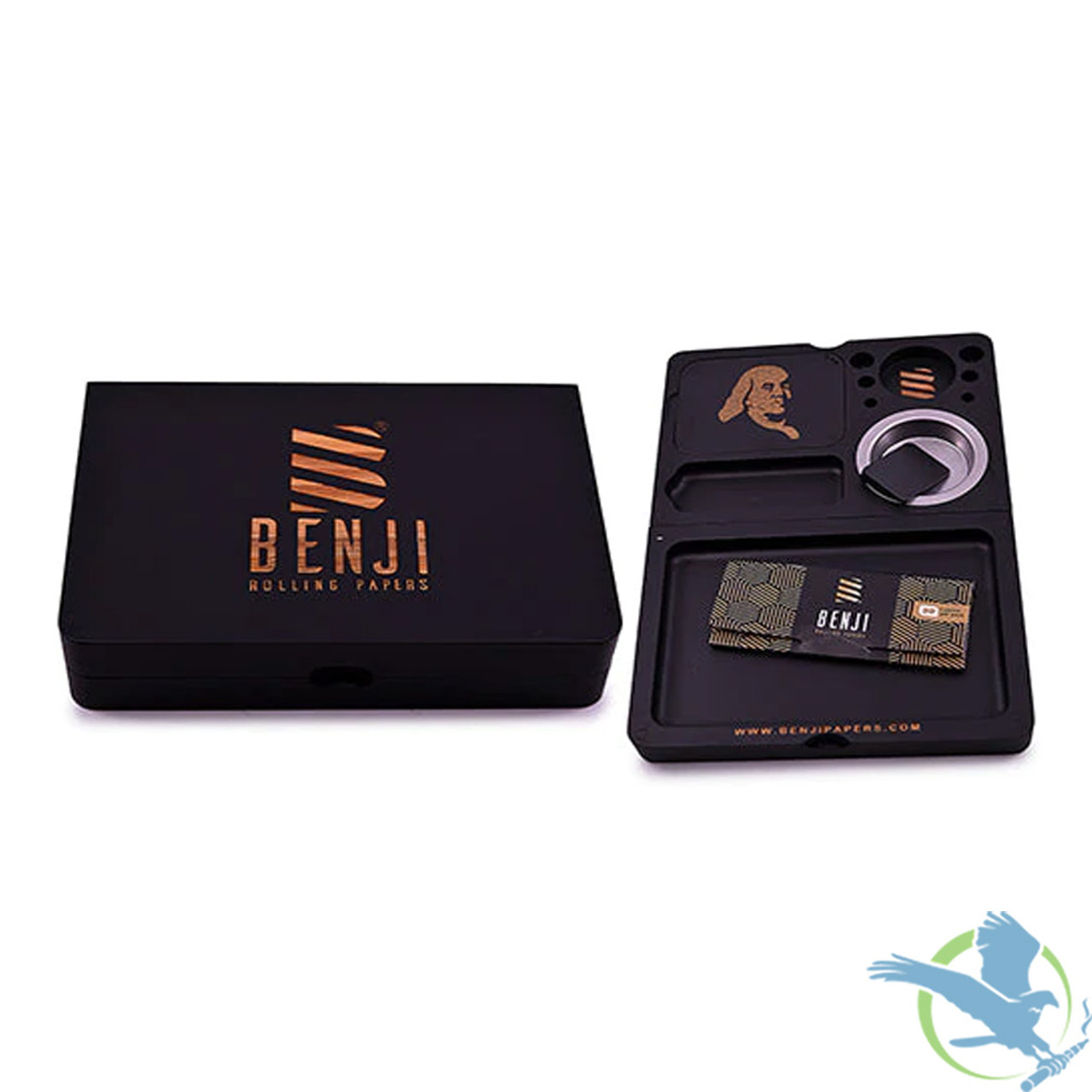 Benji Bankroll Mini Bamboo Rolling Tray Kit, Rolling Papers