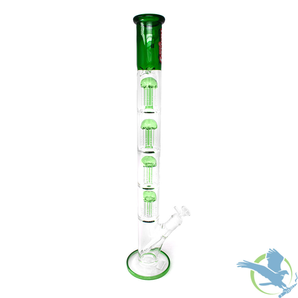 Kandy Glass Water Pipe Straight Tube With Quadruple Showerhead Perc