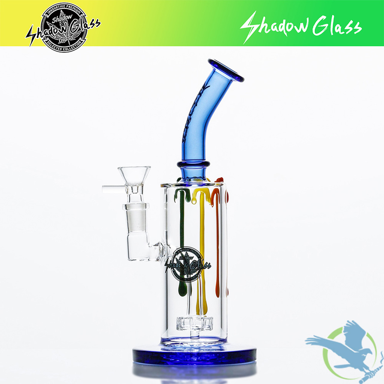 Shadow Glass Water Pipe Thick Base Design With Disc Perc & Bent Neck