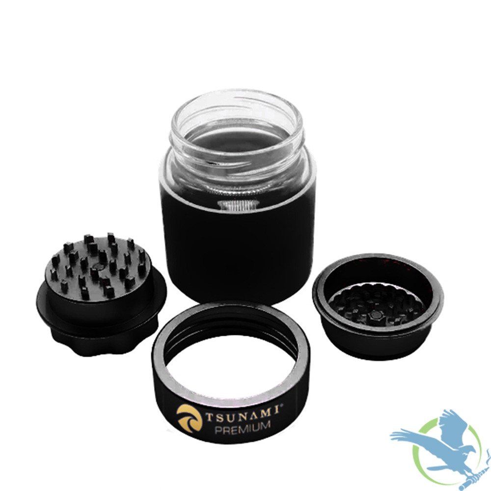 Tsunami Premium Metal Grinder Air Tight Glass Jar