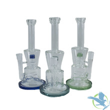 Glass Water Pipe Showerhead & Incline Perc - 558 Grams - 11.30 Inches - Assorted Colors [LZ-091]