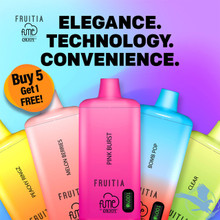 Fruitia x Fume Vapes By QRJOY 18ML 8000 Puffs 700mAh Prefilled Nicotine Salt Rechargeable Disposable Device With Mesh Coil & LED Power Display - Display of 10 - Deal