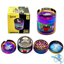 Shredder 4 Piece Large Grinder Window Design With Removable Filter Tray & Ashtray Top - Style 1 - 63mm - 4 Part - Rainbow Shredder 4 Piece Large Grinder Window Design With Removable Filter Tray & Ashtray Top - Style 1 - 63mm - 4 Part - Rainbow