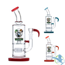 Dragon Glass Four Eyes Water Pipe With Thick Base & Double Perc - 540 Grams - 10 Inches - Assorted Colors [DGD-151]