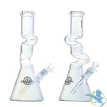 Shadow Glass Zig Zag Water Pipe Beaker Base With Diffused Downstem - 900 Grams - 14 Inches - Assorted Colors [SGC-012]