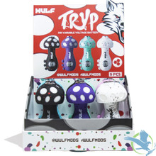 Wulf Mods TRYP Mushroom Shaped 500mAh VV Preheat 510 Vape Battery With Digital Screen - Assorted Colors - Display of 9