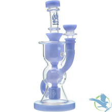 Calibear BTK Recycler Glass Water Pipe Dab Rig Thick Base With Three Seed of Life Perc - 425 Grams - 9 Inches [GB806] - Milky Blue