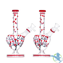 Dragon Glass Heart Bloom Bong Water Pipe With Diffused Downstem - 290 Grams - 9 Inches [DGE-461]