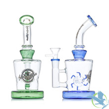 Shadow Glass Cylindrical Bent Neck & Donut Perc Water Pipe - 270 Grams - 8 Inches - Assorted Colors [SGE-188]