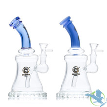 Dragon Glass Bell Shape Hand Water Pipe With Bent Neck & Inline Perc - 320 Grams - 8 Inches - Assorted Colors [DGE-467]