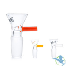 Dragon Platinum Funnel Glass Bowl With Frosted Joint & Rod Handle - 14MM Male - Assorted Colors - Display of 4 [DGO-104]
