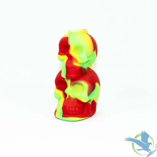 Silicone Water Pipe Dual Skull Design With Diffused Downstem - 230 Grams - 5 Inches - Assorted Colors [SP1077]