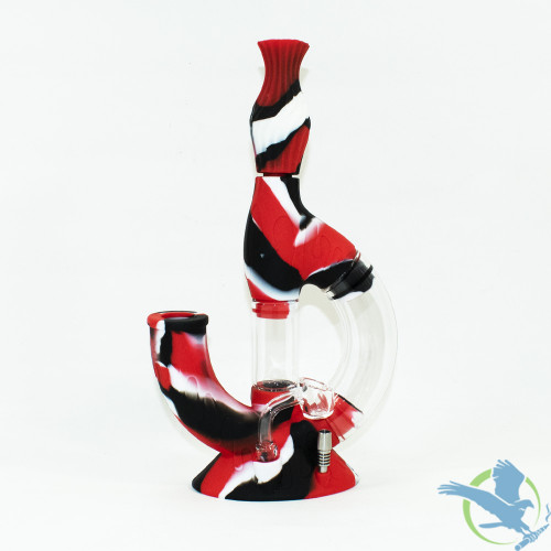 Silicone Water Pipe 3-In-1 Nectar Collector With Diffused Downstem + Quartz Banger & 10MM Steel Nail - 420 Grams - 11 Inches - Assorted Colors [SP1083]
