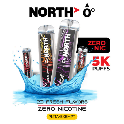 North 10ML 5000 Puffs 550mAh Prefilled Zero Nicotine Salt Rechargeable Disposable Vape Device With Mesh Coil & E-liquid & Battery Indicator - Display of 10
