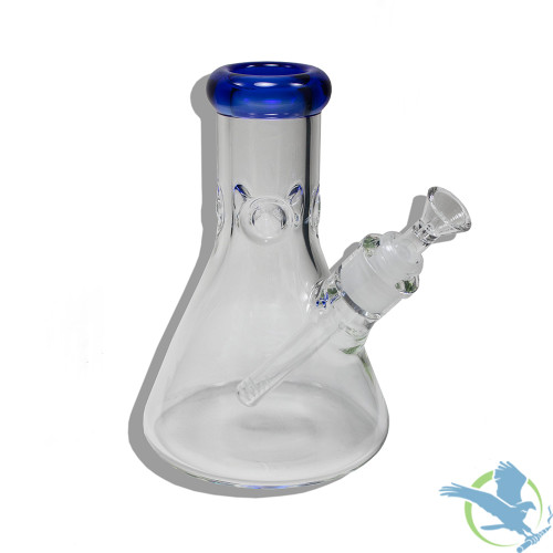 Headway Glass Water Pipe Beaker Base Short Straight Neck Ice Catcher With Diffused Downstem - 700 Grams - 8 Inches - Assorted Colors [HW-G10]