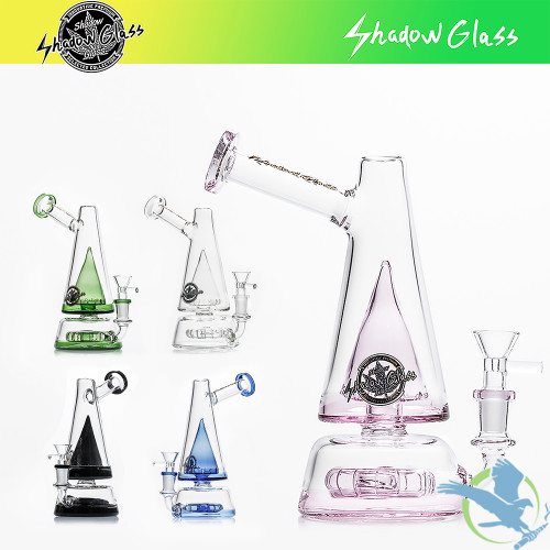 Shadow Glass Water Pipe Vulcano Shaped With Disc Perc - 360 Grams - 8 Inches - Assorted Colors [SGE-064]