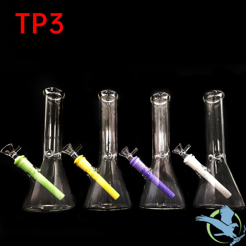 Glass Water Pipe Clear Beaker Base Ice Catcher With Diffused Downstem - 320 Grams - 10 Inches - Assorted Colors [TP3]