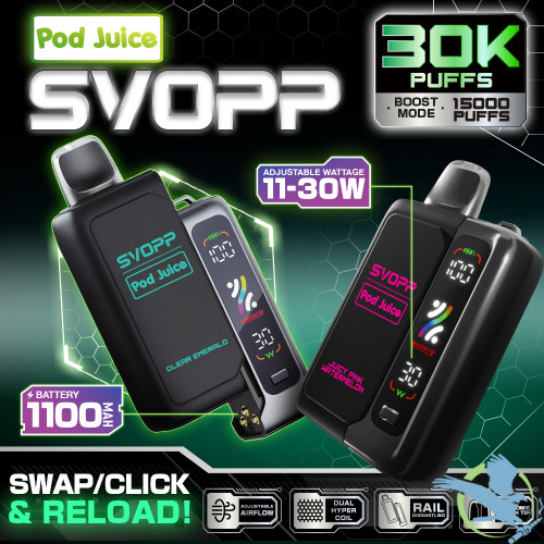 Pod Juice x SVOPP 30K Puffs 13ML Pre-Filled Pod With Rail Dismantling - Display of 5