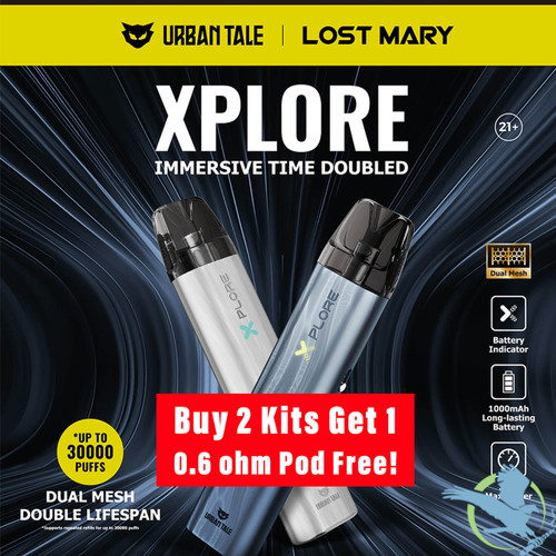 URBAN TALE x LOST MARY Xplore 1000mAh Pod System Starter Kit With 2 x 2ML Refillable Top Fill Pod