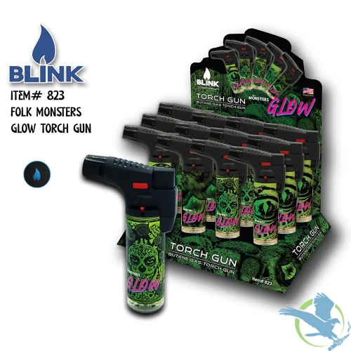 Blink Folk Monsters Butane Gas Torch Gun - Assorted Designs - Glow In The Dark [823]