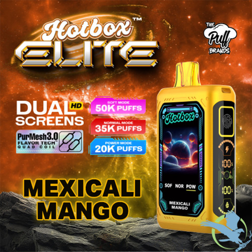 Hotbox ELITE By The Puff Brands 50K Puffs 30ML Nixodine Disposable Device With PurMesh 3.0 Flavor Tech & Dual HD Screen - Display of 5 - Mexicali Mango