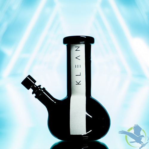 KLEAN Mini Bong Glass Water Pipe With Ice Catcher & Downstem - 830 Grams - 8 Inches - Mini Bong (Black Series)