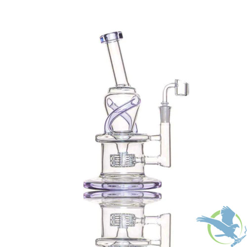 BoroTech The Spiral Coil Glass Water Pipe Recycler Rig With Matrix Perc Designed By Calibear - 500 Grams - 10 Inches [GB217] - Purple