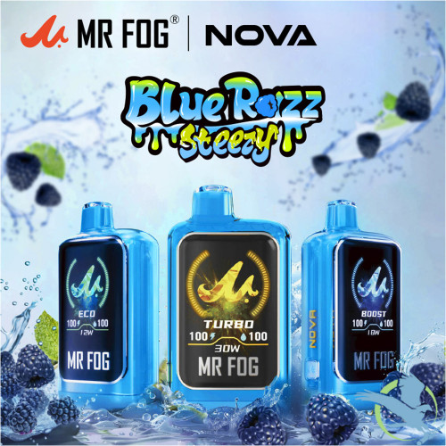 Mr Fog Nova Blue Razz Steezy 36K Puffs 20ML Disposable Device With Dual-Core Heating & TFT Smart Screen - Display of 5