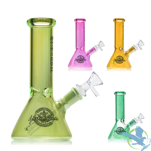Shadow Glass Colorful Water Pipe With Ice Catcher & Diffused Downstem - 290 Grams - 8 Inches - Assorted Colors [SGE-168]