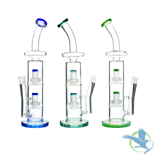 HB King Straight Water Pipe With Double Circ Perc - 1150 Grams - 17 Inches - Assorted Colors [KR279]