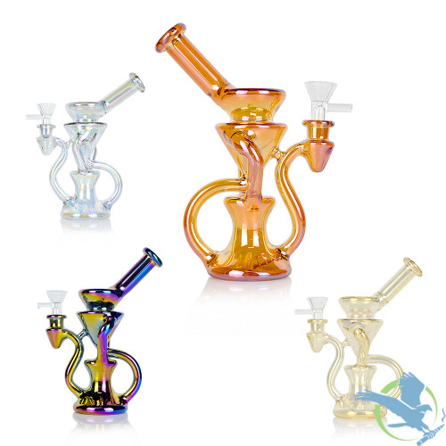 HB King Iridescent Vortex Water Pipe With Inline Perc - 220 Grams - 7.5 Inches - Assorted Colors[TP12]