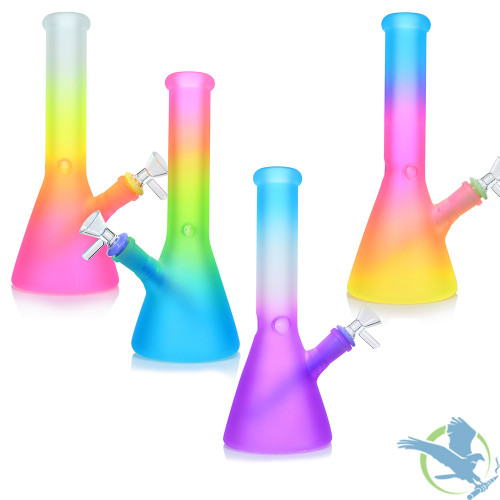 HB King Colorful Beaker Water Pipe With Diffused Downstem - 370 Grams - 10 Inches [TP15]