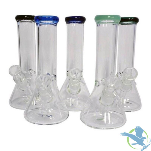 HB King Diesel Glass Water Pipe With Beaker Base & Diffused Downstem - 600 Grams - 10 Inches - Assorted Colors [6-1]