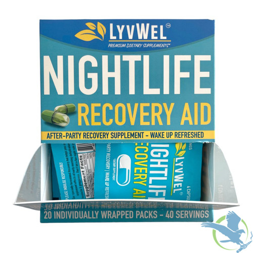 LyvWel Nightlife Recovery Aid Capsules - Pack of 4 - Display of 20 Packs