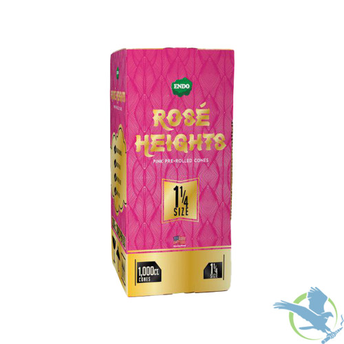 Endo Rose Heights Pink Pre-Rolled Cones - Box of 1000 - 1 1/4 Size