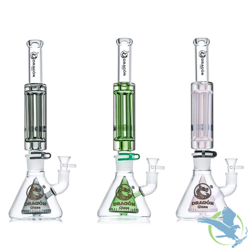 Dragon Glass Water Pipe With Glycerin Coil & Pyramid Perc - 1000 Grams - 16 Inches [DGB-067]