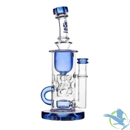 Calibear Fab Klein Recycler Glass Water Pipe Dab Rig Thick Base With Seed of Life Perc - 460 Grams - 9 Inches [GB17] - Blue D