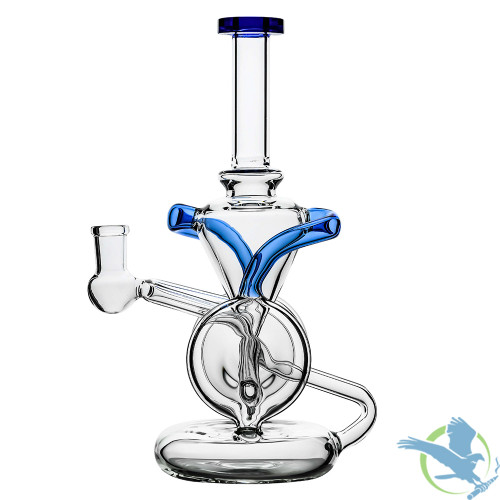 BoroTech Infinity Loop Torus Recycler Glass Water Pipe Dab Rig Designed By Calibear - 390 Grams - 9.5 Inches [BTG027] - Blue D