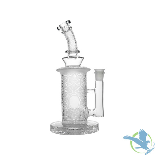 Glass Sandblasted Water Pipe Thick Base With Seed Of Life Perc - 450 Grams - 8.6 Inches - Assorted Colors [GODEN11]