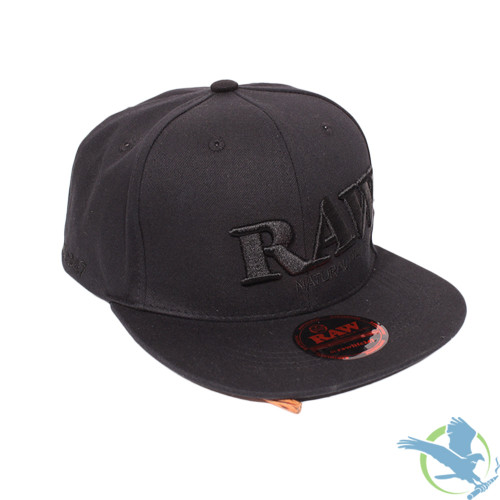 RAW Flat Brim Snapback Black On Black Baseball Cap