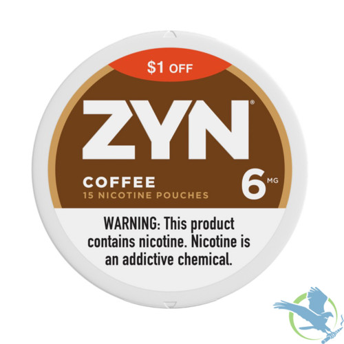 ZYN Nicotine Pouches - 15 Pouches Per Can - Display of 5 Cans - Coffee